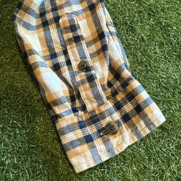 Aeropostale plaid flannel button down shirt hoodie Mens Size Large - Picture 11 of 12